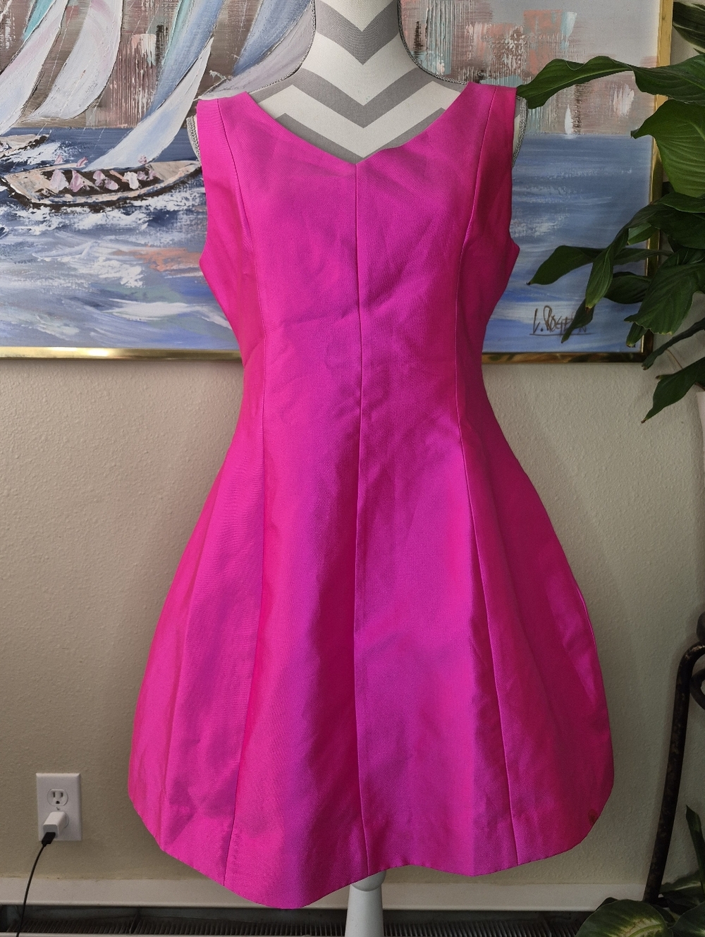 kate spade Hot Pink Dress with Gold Logo Label